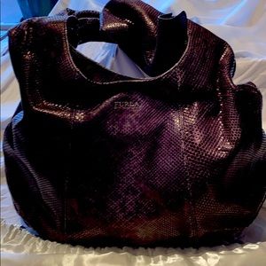 Furla Perla Tracolla Snake-Embossed Leather Hobo